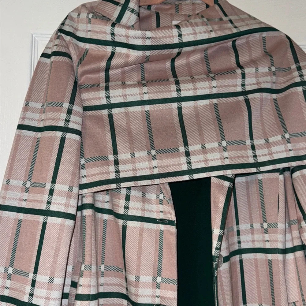 Pink and Green Striped Trench Coat with throw - Picture 7 of 7